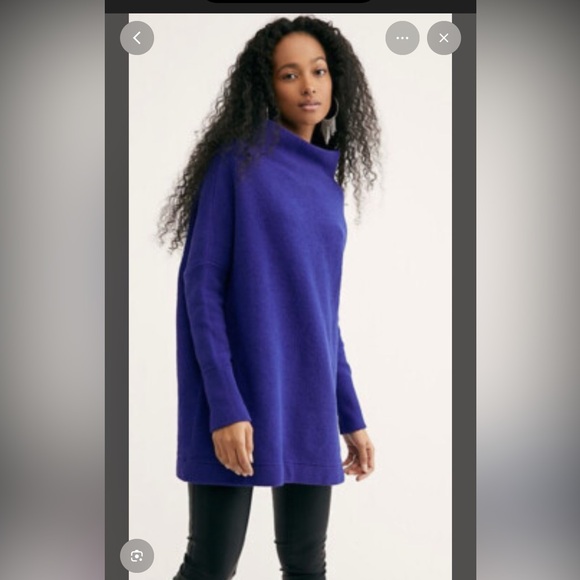 Free People Ottoman Slouchy Ribbed Mock Neck Sweater Tunic - Picture 2 of 2